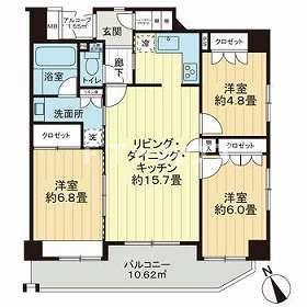 プライマリー本八幡(3LDK/6階)の間取り写真