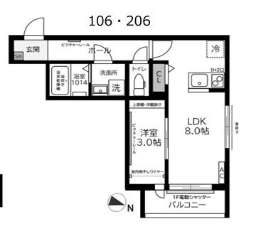 ガーデンヒルズ宮原(1LDK/1階)の間取り写真