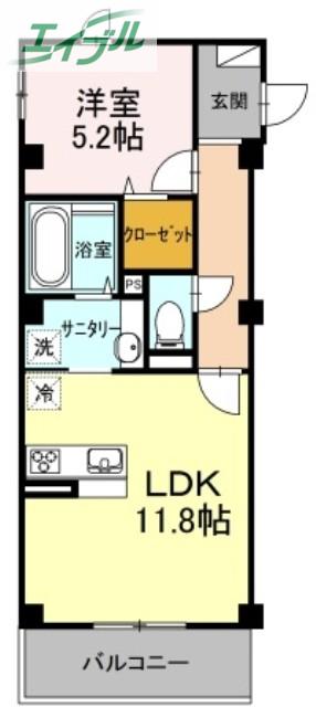 VILLE SOLEIL(1LDK/5階)の間取り写真