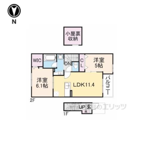 ミロワール(2LDK/2階)の間取り写真