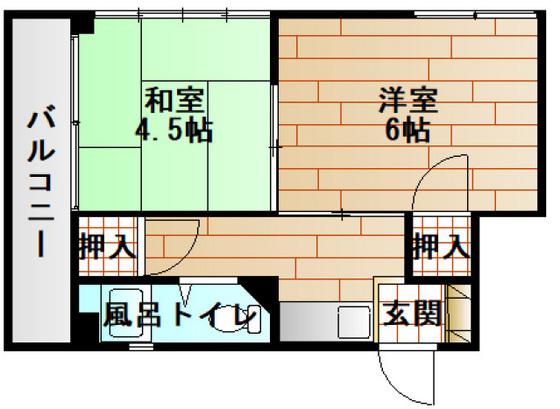 第3金口ビル(2K/4階)の間取り写真