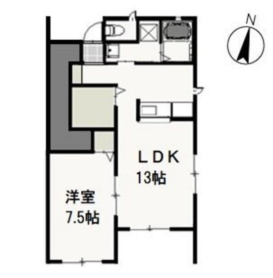 ファルコン II(1LDK/1階)の間取り写真