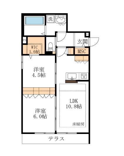 HEBEL MAISON RIZPALAIZ(2LDK/1階)の間取り写真