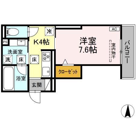 RAUM Y(1K/1階)の間取り写真