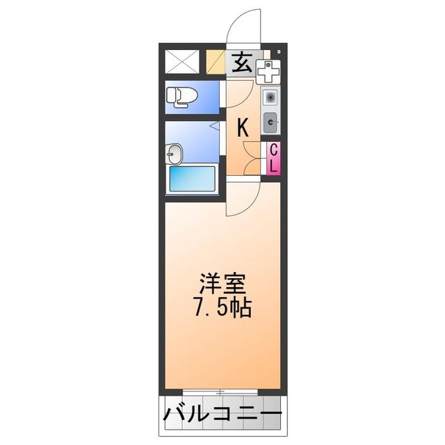 アネーロ羽倉崎I(1K/2階)の間取り写真