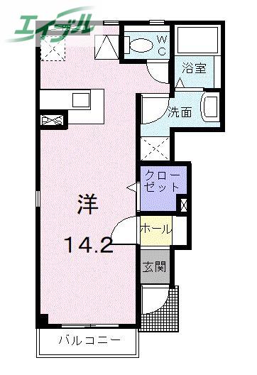 プリムローズA(ワンルーム/1階)の間取り写真