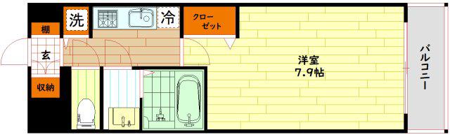 ディクス大阪城イーストレジデンス(1K/8階)の間取り写真