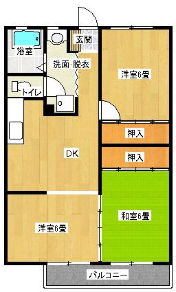 コーポ渡辺I(3DK/2階)の間取り写真
