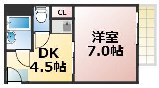 メゾンホワイティ(1DK/4階)の間取り写真