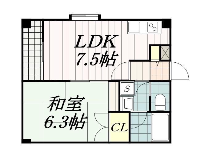 アサヒハイム(1DK/3階)の間取り写真