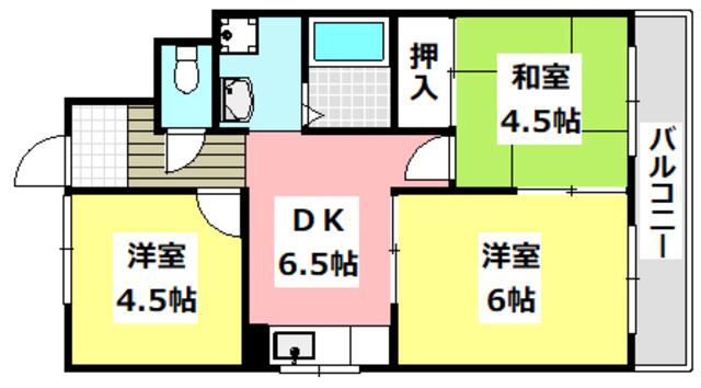 メルシー南摂津(3DK/2階)の間取り写真