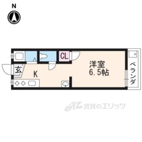 北山 HILLS C(1K/2階)の間取り写真