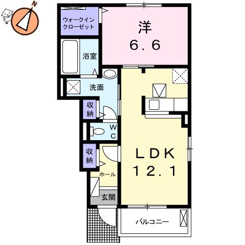 カナエールII(1LDK/1階)の間取り写真