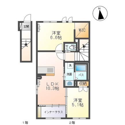 LIEN DE SARA(2LDK/2階)の間取り写真