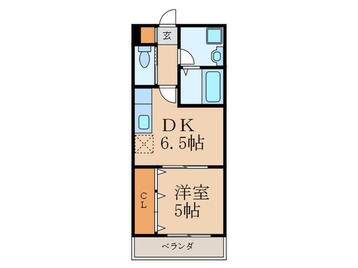 フェリーチェ原町(1DK/2階)の間取り写真