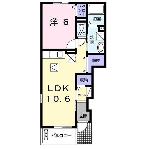 ヒル クレイン I(1LDK/1階)の間取り写真