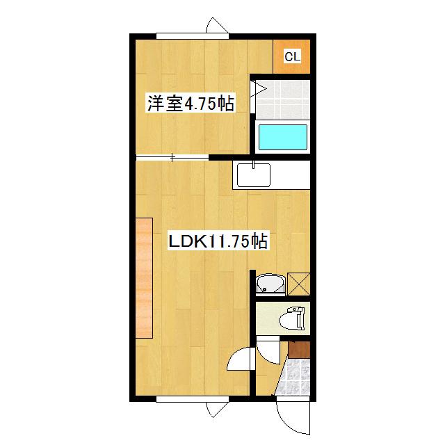 ロイヤルハイツ藤(1LDK/1階)の間取り写真