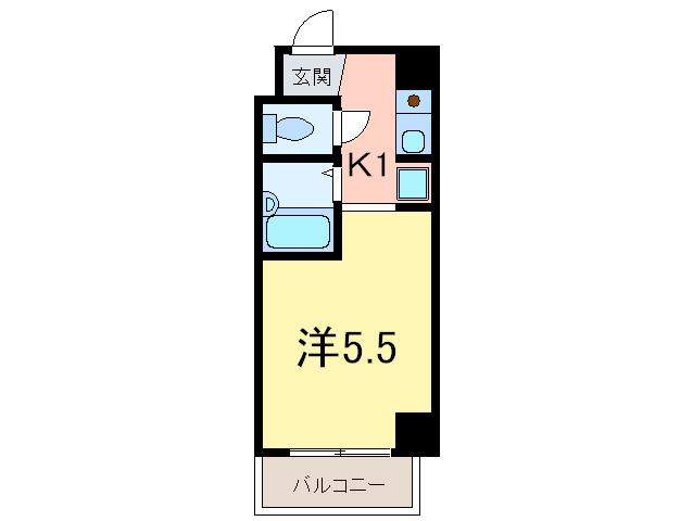 ハイエスト西芦屋(1K/7階)の間取り写真