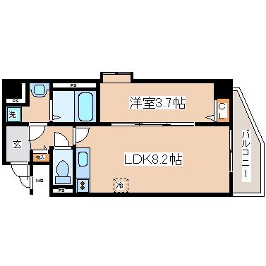 マンション八雲(1LDK/6階)の間取り写真