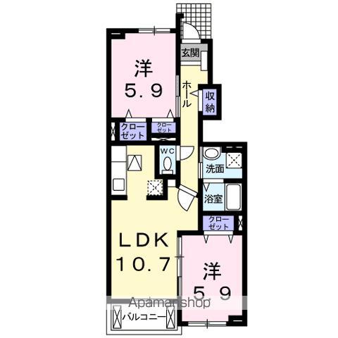 スペランツァ ルーチェ B(2LDK/1階)の間取り写真