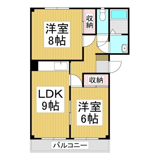 コーポかめや(2LDK/1階)の間取り写真