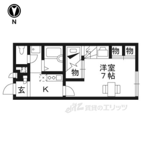 レオパレス利右衛門(1K/2階)の間取り写真