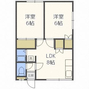 クチュール伏古45(2LDK/2階)の間取り写真