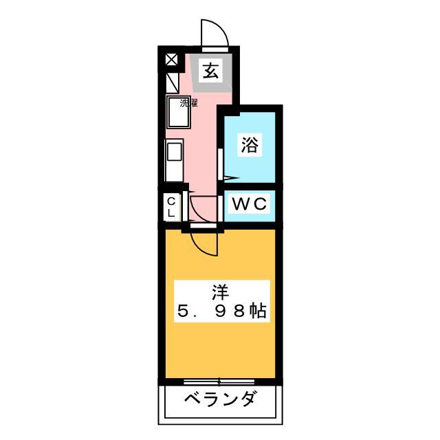 エスポアール多摩(1K/2階)の間取り写真