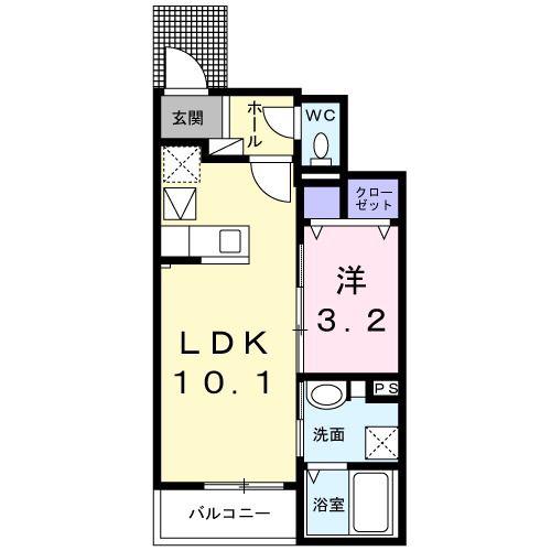 グリチネ(1LDK/1階)の間取り写真