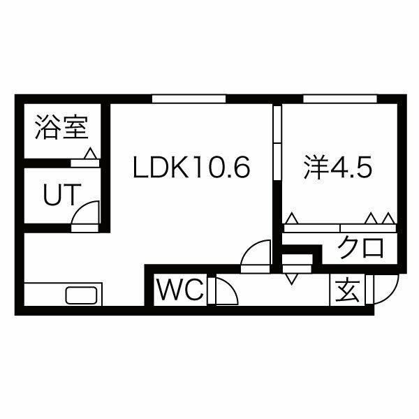 シュプリーム(1LDK/2階)の間取り写真