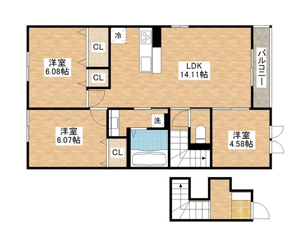 秀豊2号館(3LDK/2階)の間取り写真
