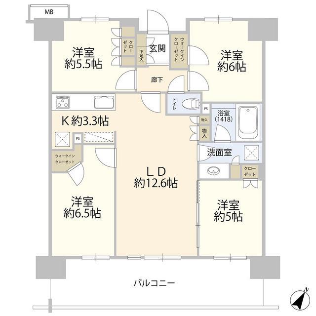 プレミアムレジデンス千葉県立美術館前(4LDK/12階)の間取り写真