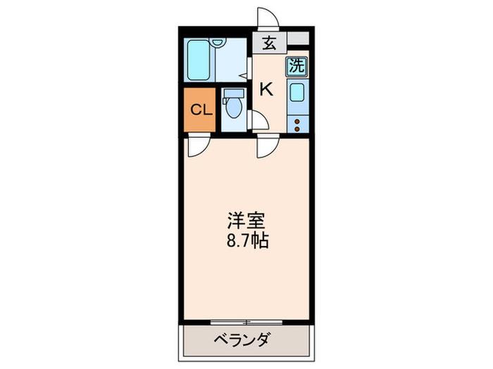 クローバー藤原(1K/3階)の間取り写真