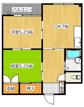 栗山レジデンス(2DK/3階)の間取り写真