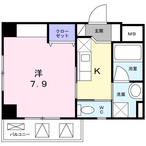 メリア北浦和(1K/3階)の間取り写真