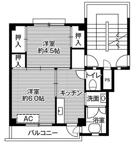 ビレッジハウス美園II6号棟(2K/5階)の間取り写真