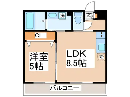 VERENA保田窪本町(1LDK/3階)の間取り写真