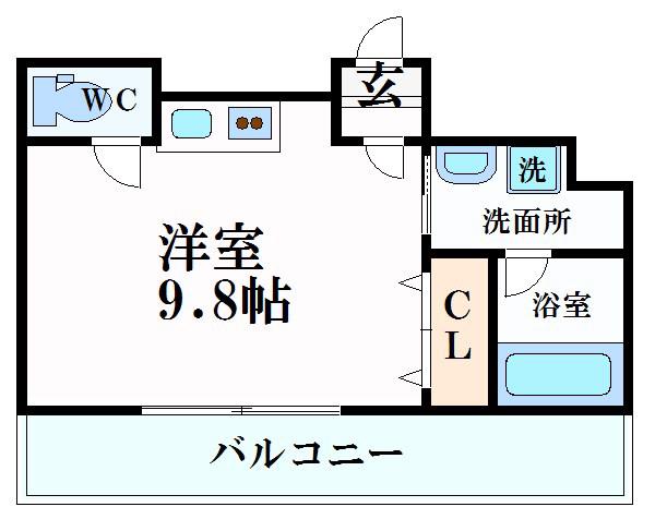 エクセル姫路(ワンルーム/10階)の間取り写真
