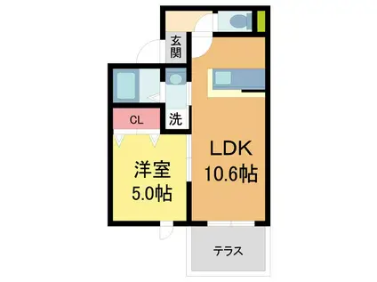 リュネ甲子園(1LDK/3階)の間取り写真