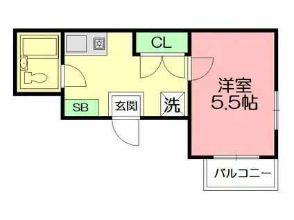 クレイドル戸塚(1K/2階)の間取り写真