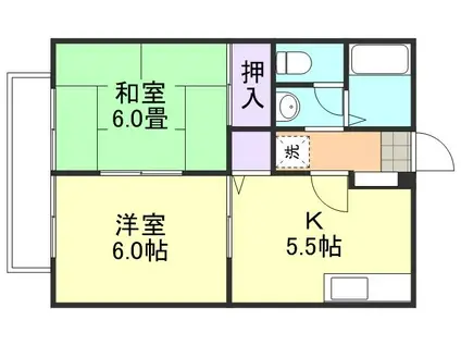サンライフ中島 II B(2K/2階)の間取り写真