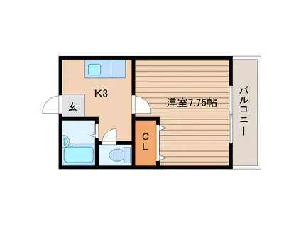 ライフハウス(1K/2階)の間取り写真