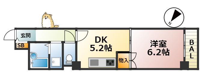 パレスNADA(1DK/4階)の間取り写真