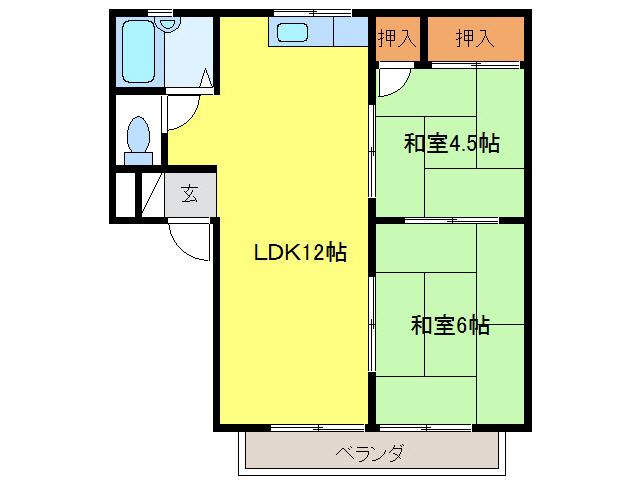 シティハイツⅢ(2LDK/2階)の間取り写真