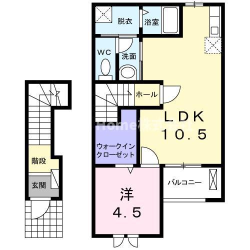 Aバ-ス(1LDK/2階)の間取り写真