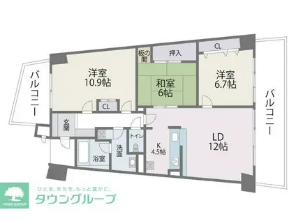 アイランドシティ・インフィニガーデン サウス(3LDK/14階)の間取り写真