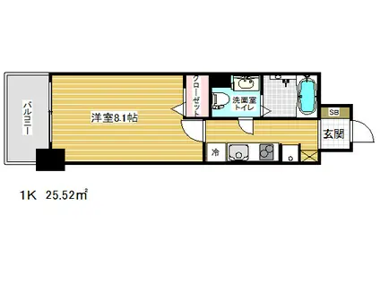 アドバンス三宮Ⅳルシール(1K/11階)の間取り写真