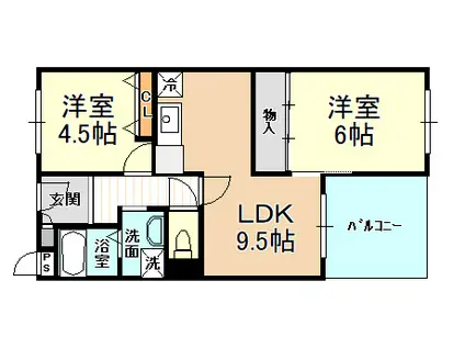 パレエレガンス(2DK/3階)の間取り写真