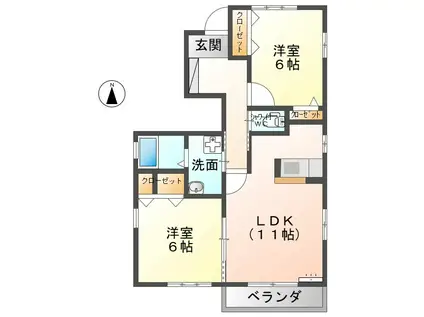 パナハイツクラウン(2LDK/1階)の間取り写真