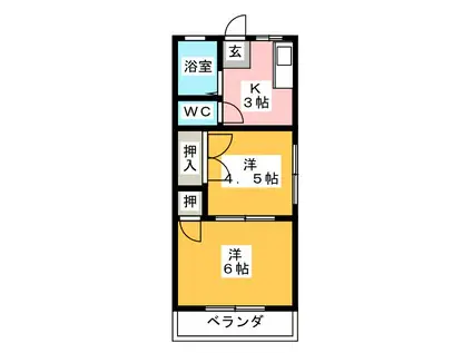 シティハイムクラスターA(2K/2階)の間取り写真